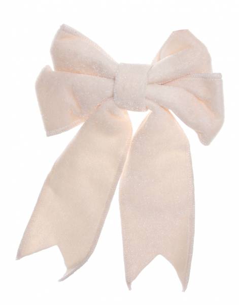Velvet bow cream w/clip 20cm 