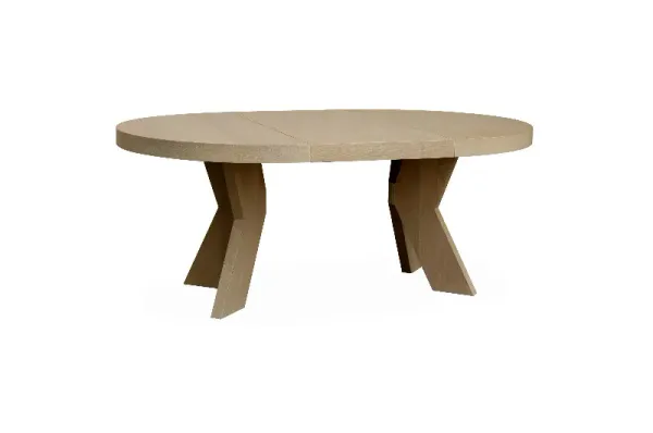 Spisebord Cleveland Ø:150, H75 Natur grov eikefiner 2 x B60