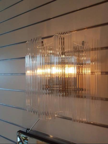 Praha vegglampe silver/glass