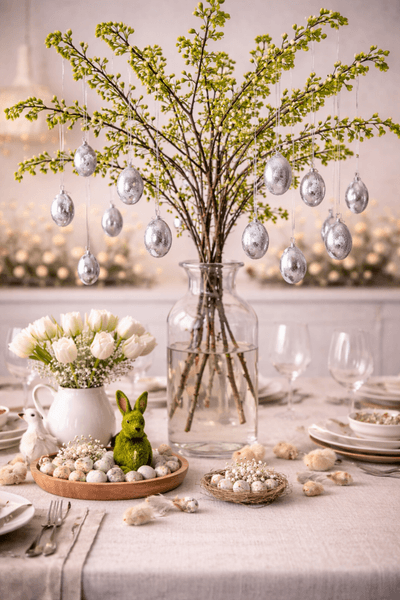 Sølv egg heng liten 12 stk