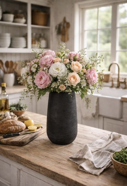 Vase Irregular Rough Ceramic Black Large