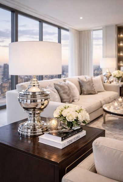 Bordlampe Spring Hill m/hvit skjerm