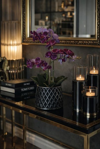 Blomsterpotte Elvira sort/sølv